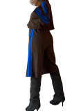Stand up zipper jacket with contrasting stripes on the sides, two piece set of seven inch wide leg pants