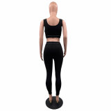 Leisure and fashion sports set, breathable and sweat absorbing two-piece set (including chest cushion)