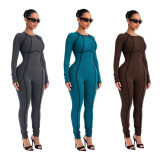 Elastic slim fit sports jumpsuit