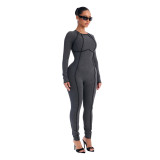 Elastic slim fit sports jumpsuit