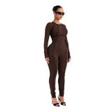 Elastic slim fit sports jumpsuit
