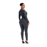 Elastic slim fit sports jumpsuit