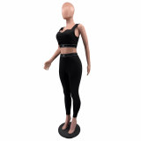Leisure and fashion sports set, breathable and sweat absorbing two-piece set (including chest cushion)