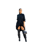 Autumn and Winter Knitted Stacked Sleeve Women's Solid Color Round Neck Cross Shorts Set
