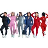 Naked high elasticity slim yoga suit set, stand up collar zipper jacket, high waist tight fitting and hip lifting two-piece set