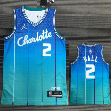 21-22 Hornets BALL#2 Blue City Edition Top Quality Hot Pressing NBA Jersey