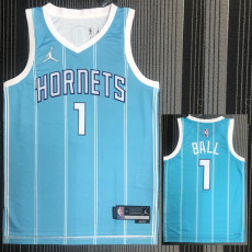 21-22 Hornets BALL#1 Blue 75th Anniversary Top Quality Hot Pressing NBA Jersey