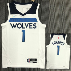 21-22 Timberwolves EDWARDS #1 White 75th Anniversary Top Quality Hot Pressing NBA Jersey