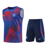 23-24 PSG Red Blue Tank top and shorts suit