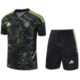 22-23 Man Utd Black Green Training Short Suit