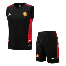 22-23 Man Utd Black Tank top and shorts suit #D711