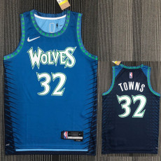 21-22 Timberwolves TOWNS #32 Blue City Edition Top Quality Hot Pressing NBA Jersey