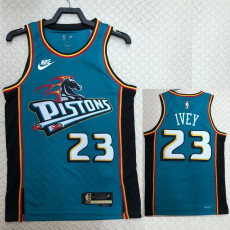 22-23 Pistons IVEY #23 Blue Top Quality Hot Pressing NBA Jersey (Retro Logo)