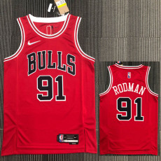 21-22 Bulls RODMAN #91 Red 75th Anniversary Top Quality Hot Pressing NBA Jersey