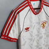 1991-1992 Man Utd Away White Retro Soccer Jersey