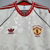 1991-1992 Man Utd Away White Retro Soccer Jersey
