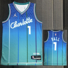 21-22 Hornets BALL #1 Blue City Edition Top Quality Hot Pressing NBA Jersey