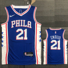 21-22 76ERS EMBIID #21 Blue 75th Anniversary Top Quality Hot Pressing NBA Jersey
