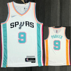 21-22 Sa Spurs PARKER #9 White City Edition Top Quality Hot Pressing NBA Jersey