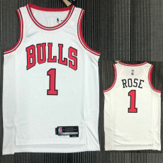 21-22 Bulls ROSE #1 White 75th Anniversary Top Quality Hot Pressing NBA Jersey