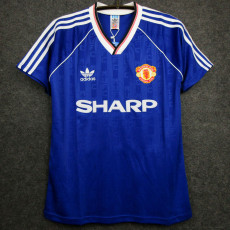 1988-1990 Man Utd Away Blue Retro Soccer Jersey