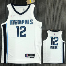 21-22 Grizzlies MORANT #12 White 75th Anniversary Top Quality Hot Pressing NBA Jersey