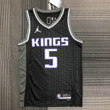 21-22 Kings FOX #5 Black Trapeze Edition Top Quality Hot Pressing NBA Jersey