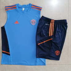 22-23 Man Utd Blue Tank top and shorts suit #D760 (五分裤)