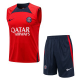 22-23 PSG Red Tank top and shorts suit #D715