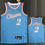 21-22 Clippers LEONARD #2 Blue City Edition Top Quality Hot Pressing NBA Jersey