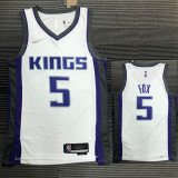 21-22 Kings Fox #5 White 75th Anniversary Top Quality Hot Pressing NBA Jersey