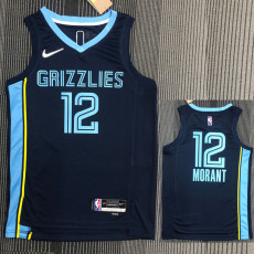 21-22 Grizzlies MORANT #12 Cyan 75th Anniversary Top Quality Hot Pressing NBA Jersey