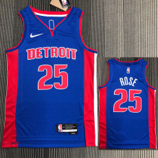 21-22 Pistons ROSE #25 Blue 75th Anniversary Top Quality Hot Pressing NBA Jersey