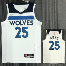 21-22 Timberwolves ROSE #25 White 75th Anniversary Top Quality Hot Pressing NBA Jersey