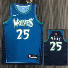 21-22 Timberwolves ROSE #25 Blue City Edition Top Quality Hot Pressing NBA Jersey