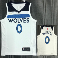 21-22 Timberwolves RUSSELL #0 White 75th Anniversary Top Quality Hot Pressing NBA Jersey