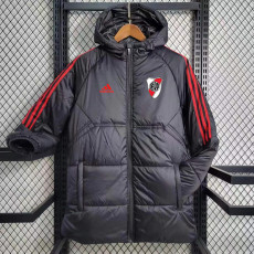 23-24 River Plate Black Hooded Cotton Coat Red Edge (红色边) 棉衣