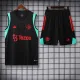 23-24 Man Utd Black Green Tank top and shorts suit