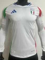 2024 Italy Away Long Sleeve Player Version Soccer Jersey (长袖球员)