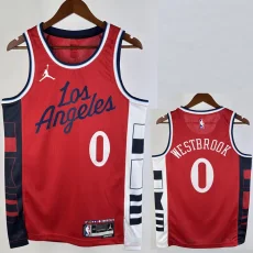 24-25 Clippers WESTBROOK #0 Red Top Quality Hot Pressing NBA Jersey (Trapeze Edition) 飞人版