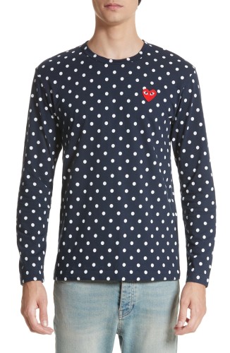 Dot Print Long Sleeve Crewneck T-Shirt