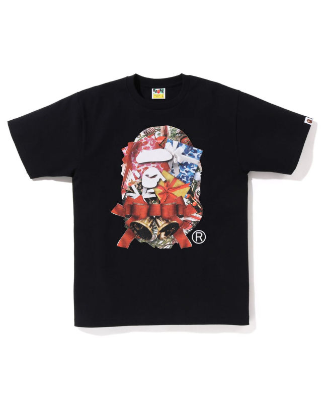 A Bathing Ape Christmas Ape Head Tee In Black