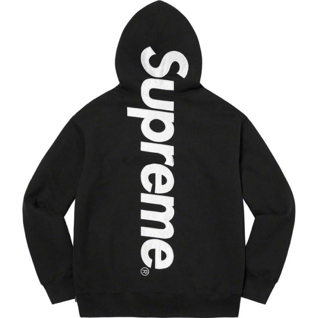 Supreme Satin Applique Hooded Sweatshirt Black