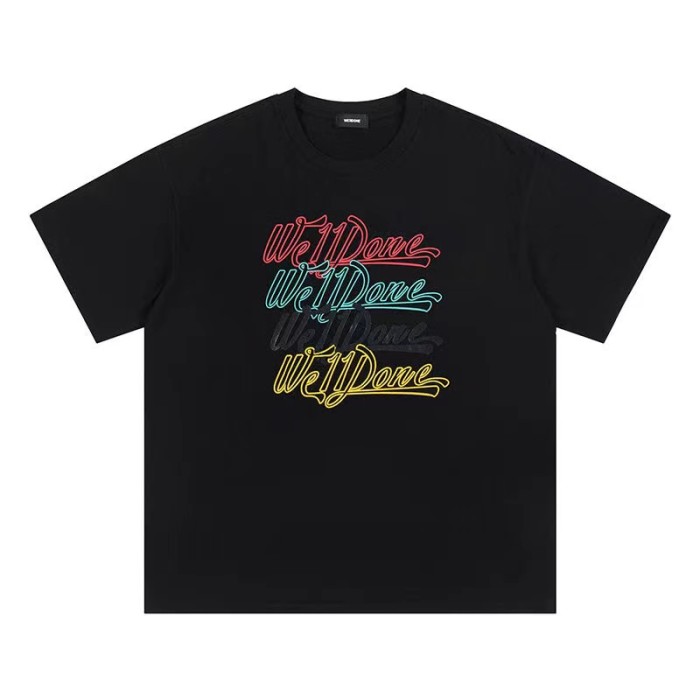 WE11DONE Multicolor Logo Tee Black