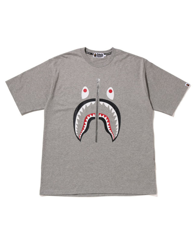 A Bathing Ape Shark Relaxed Fit Tee In Grey