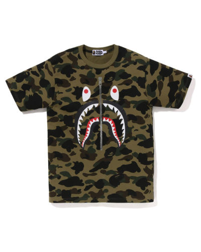 A Bathing Ape 1st Camo Shark Tee In Army Green