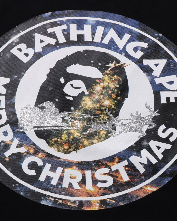 A Bathing Ape Christmas Busy With Work Tee In Black