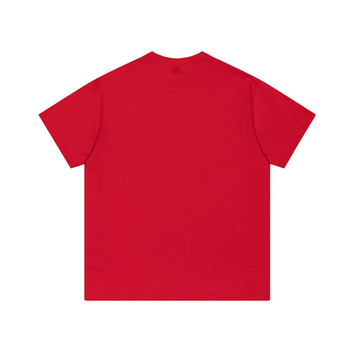 AMI Yellow Logo Tee Red