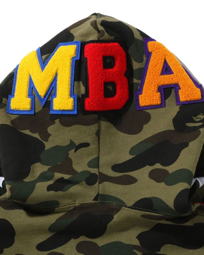 A Bathing Ape X Minions 1st Camo Minions Shark Full Zip Hoodie In Amry Green