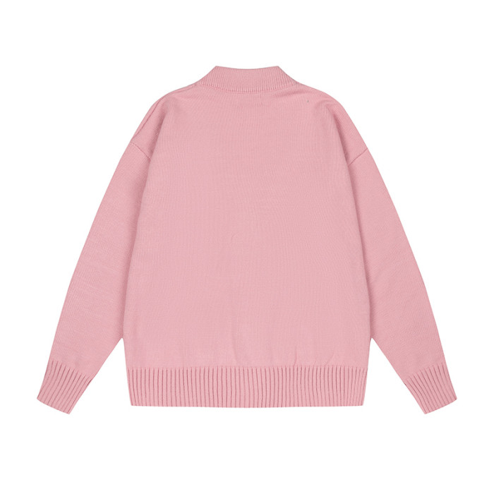 AMI Logo Cardigan Sweater Pink